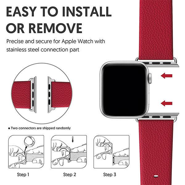 Fullmosa Leather Watch Band for Apple Watch 38/40/41mm Red - Future Store