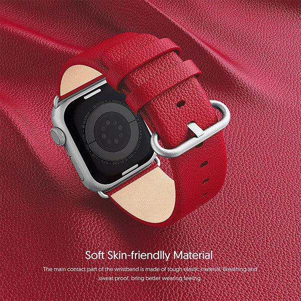 Fullmosa Leather Watch Band for Apple Watch 45/44/42mm Red - Future Store