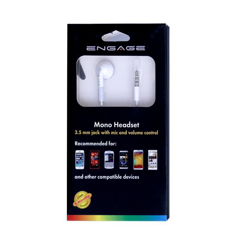 Engage Wired Mono Headset/Earphone 3.5Mm With Mic & Volume Control - White - Future Store
