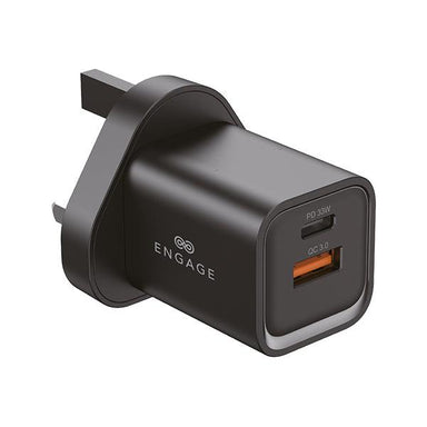 Engage Dual Port Quick Charger Power Adapter 33W PD Black - Future Store