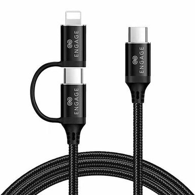 Engage Type-C to Type-C PD 60W Cable with Lightning Connector Black 30 cm - Future Store