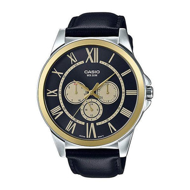 Casio Analog Black Dial Leather Strap Men Watch - Future Store