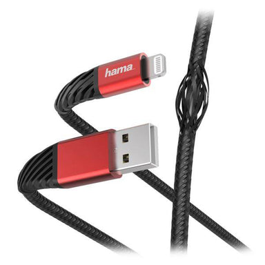 Hama USB-A to Lightning Data Cable Black Red 1.5 M - Future Store