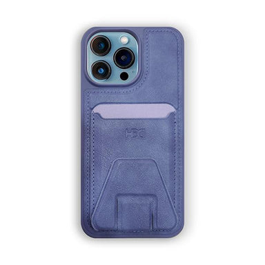 Heci iPhone 14 Pro Leather case Card holder with Stand Navy Blue - Future Store