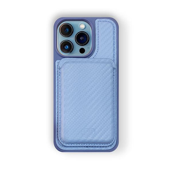 Heci iPhone 14 Pro Carbon Fiber Case with Magnetic Wallet Baby Blue - Future Store