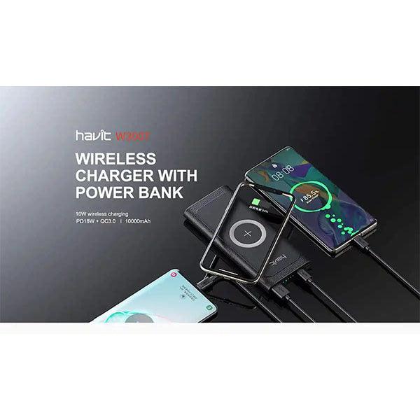 Havit QC3.0 & PD 18W 10000mAh Power Bank with 10W Wireless Charger Black - Future Store