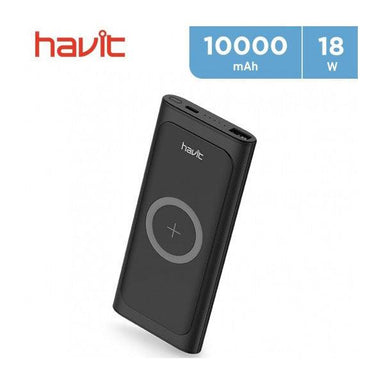 Havit QC3.0 & PD 18W 10000mAh Power Bank with 10W Wireless Charger Black - Future Store