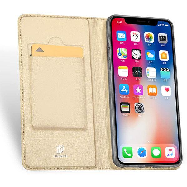 Dux Ducis Flip Folio PU Leather Protective Case for iPhone X/XS Gold - Future Store