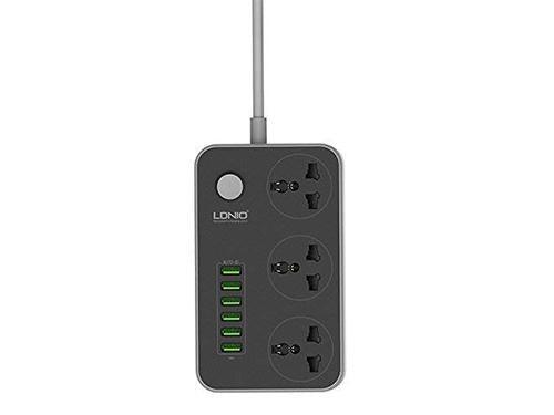 Ldnio 17W Universal Power Strip With 6 Port Usb & 3 Outlets - Future Store