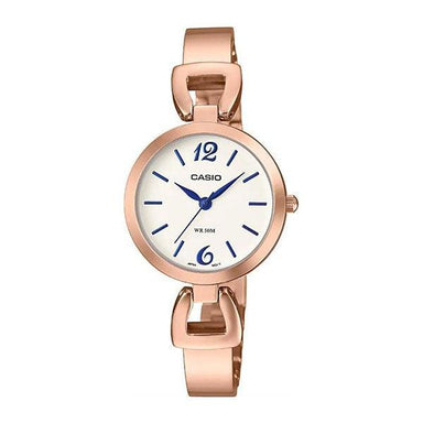 Casio Enticer Ladies Analog Blue White Dial Stainless Steel Pink Gold Women Watch - Future Store