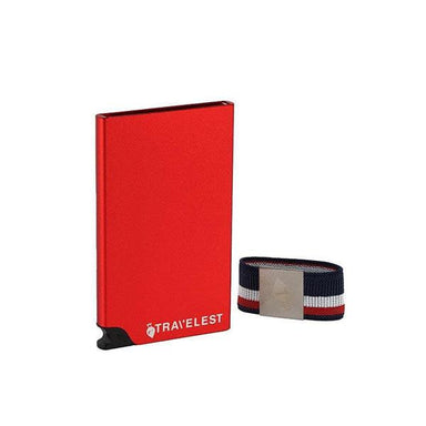 Travelest RFID Block Aluminum Wallet with Elastic Money Holder Red - Future Store