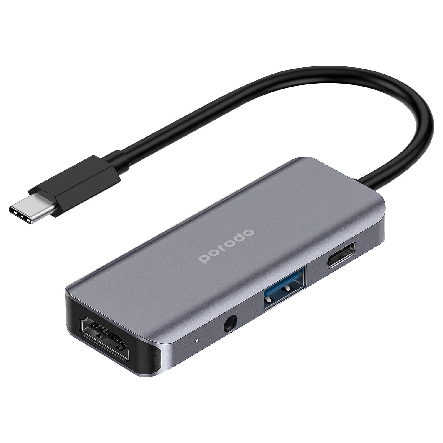 Porodo 4in1 HDMI 4K USB-C Hub - Gray - F5U4