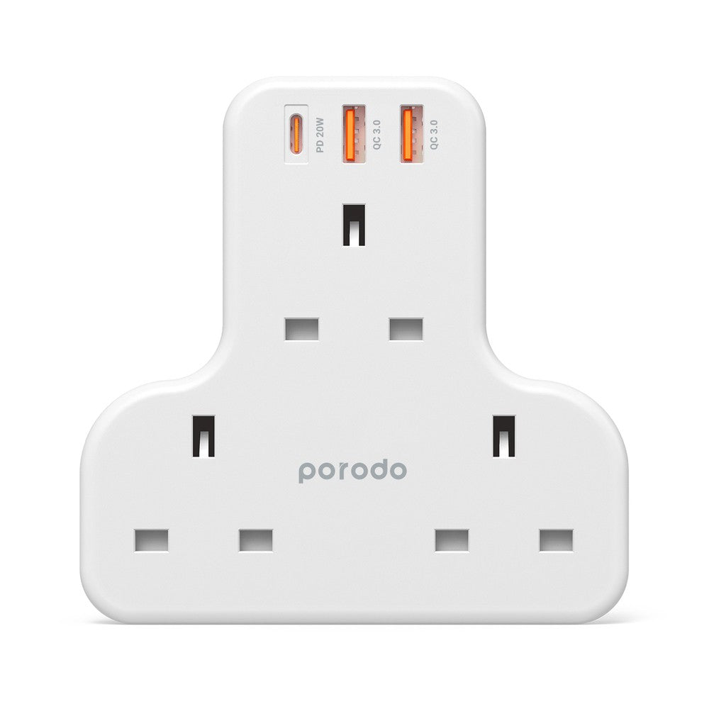 Porodo Multi-Port Wall Socket - White - RBTH