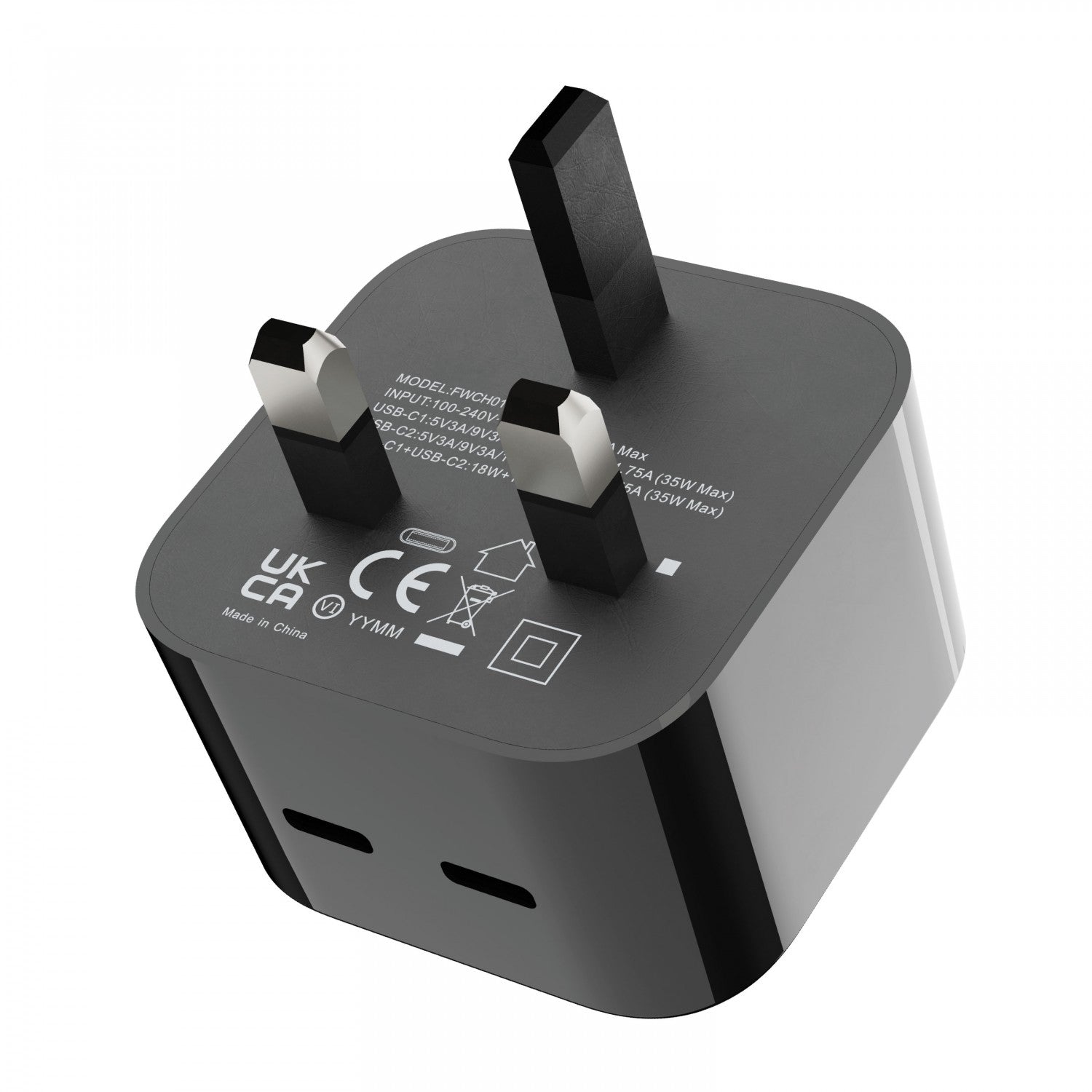 Porodo Super-Fast Dual USB-C Wall Charger With 1.2m Type-C To Type-C Cable - ATZ9