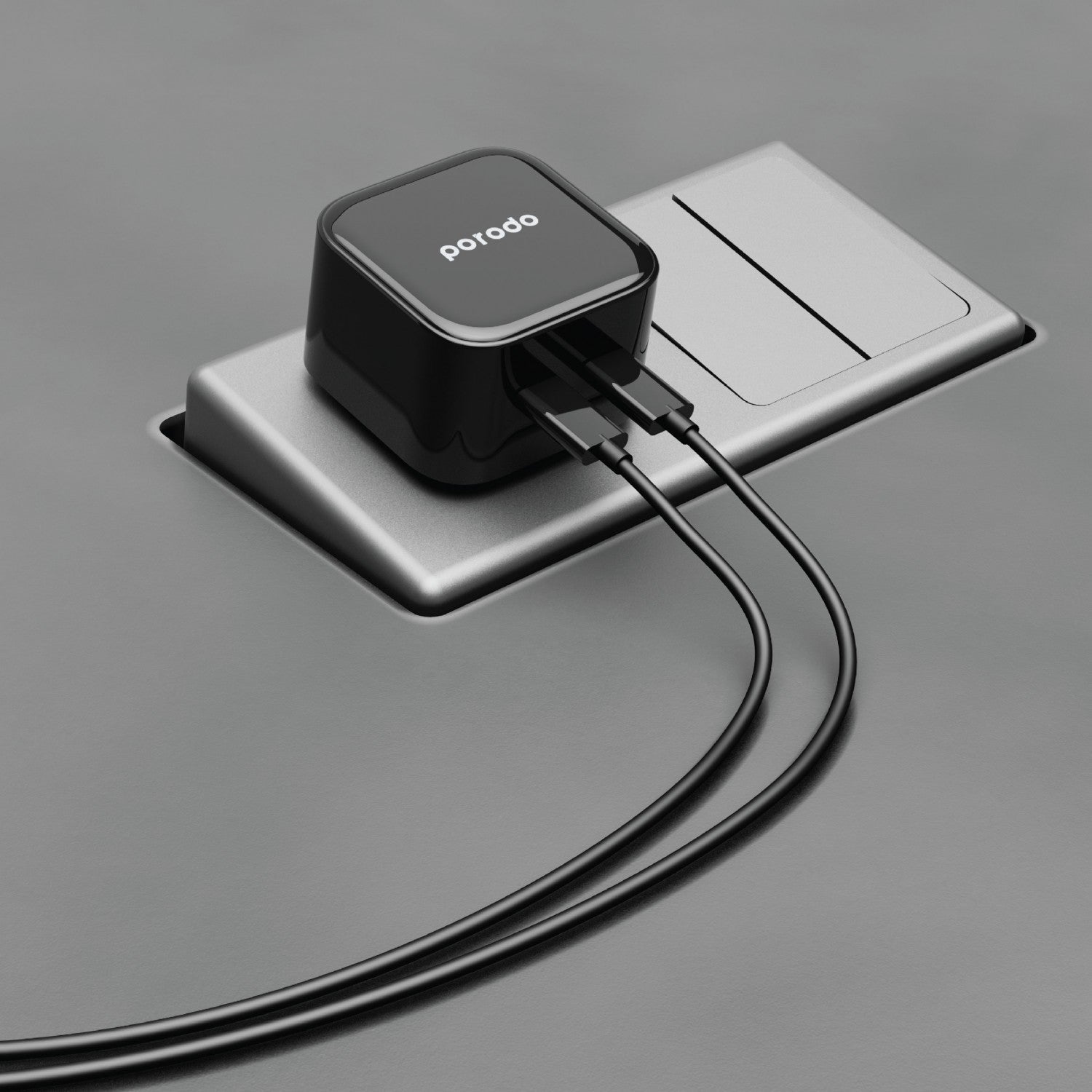 شاحن جدار USB-C المزدوج Porodo Super-Fast مع كابل Type-C 1.2m إلى Type-C-ATZ9