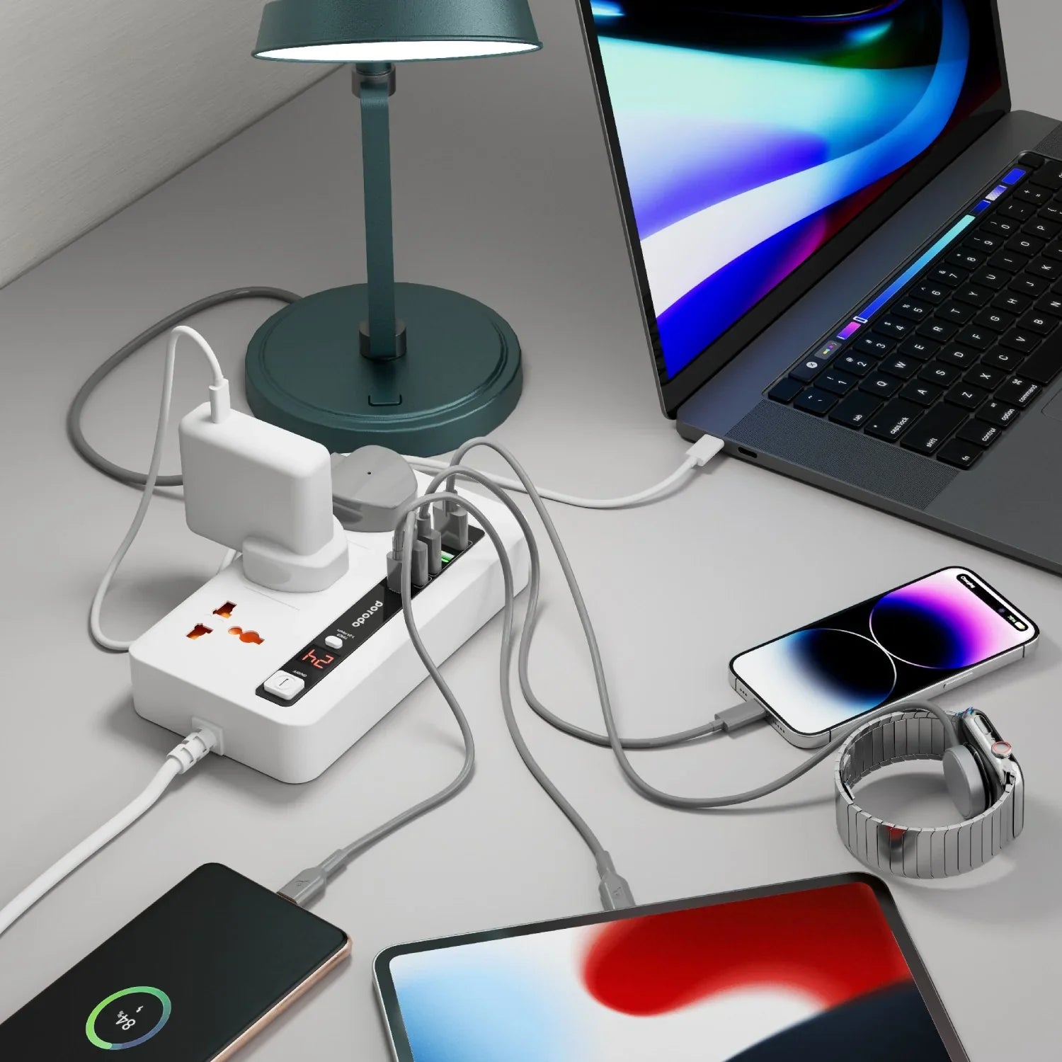 Porodo Multi-Port Power HUB 4 USB-A/USB-C Ultimate Home & Office Kit 2M White - A30D