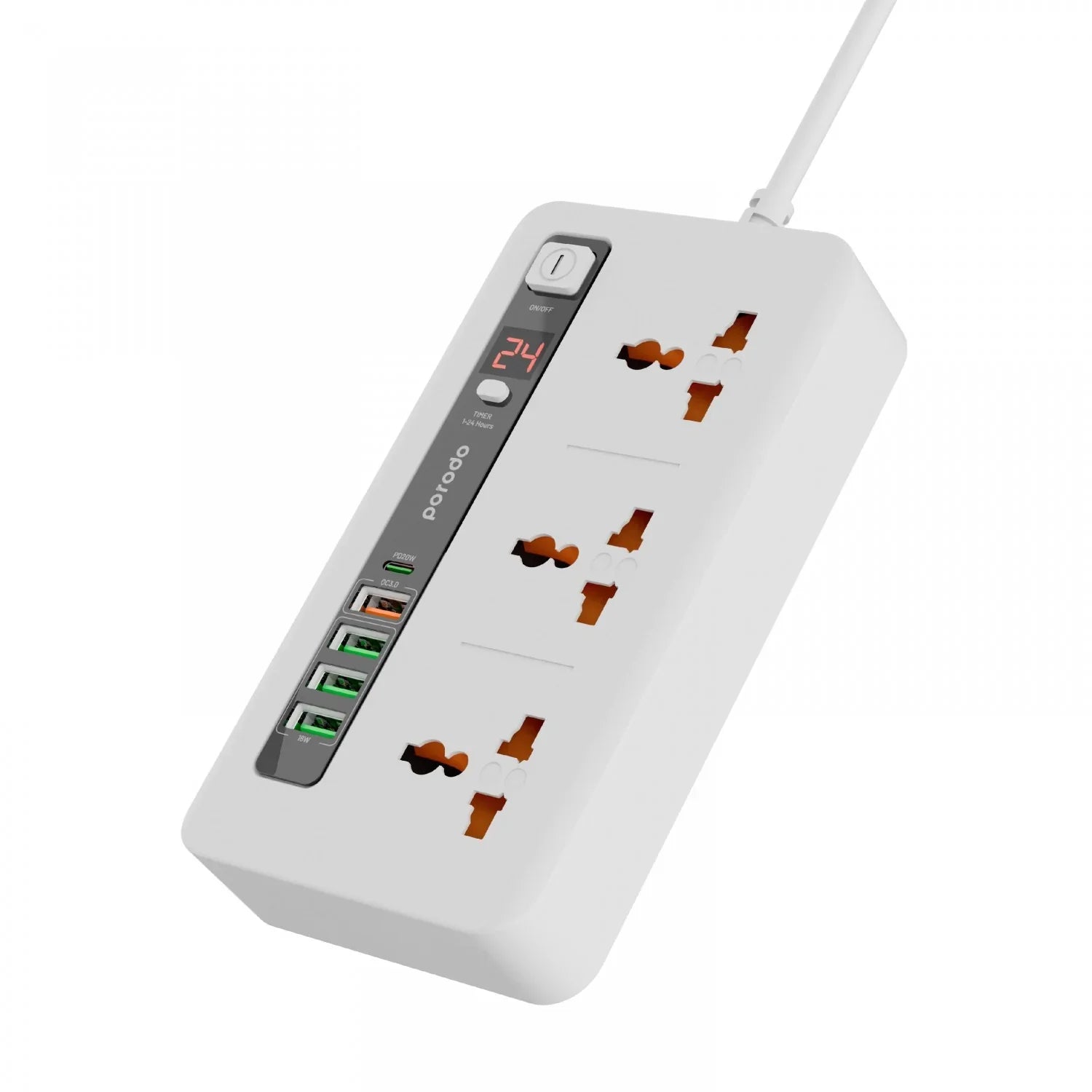 Porodo Multi-Port Power HUB 4 USB-A/USB-C Ultimate Home & Office Kit 2M White - A30D