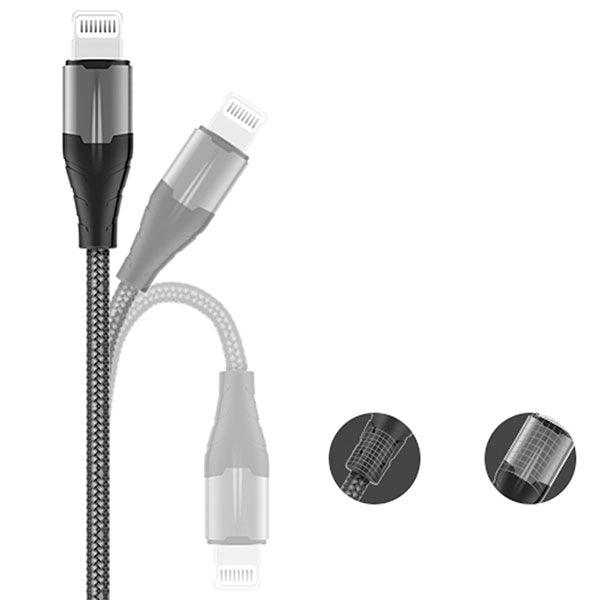 RockRose Knight CL 20W PD Quick Charge Type-C To Lightning Cable Black Grey 1 meter - Future Store
