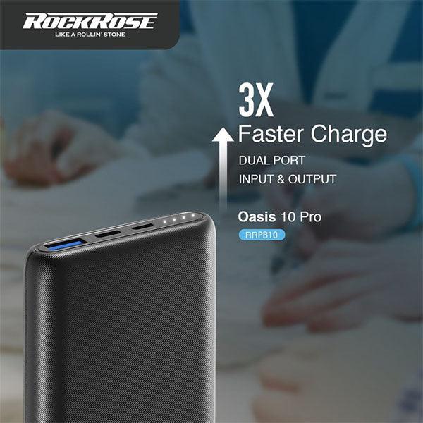 RockRose 10000 mAh PD & QC 3.0 Power Bank Black - Future Store