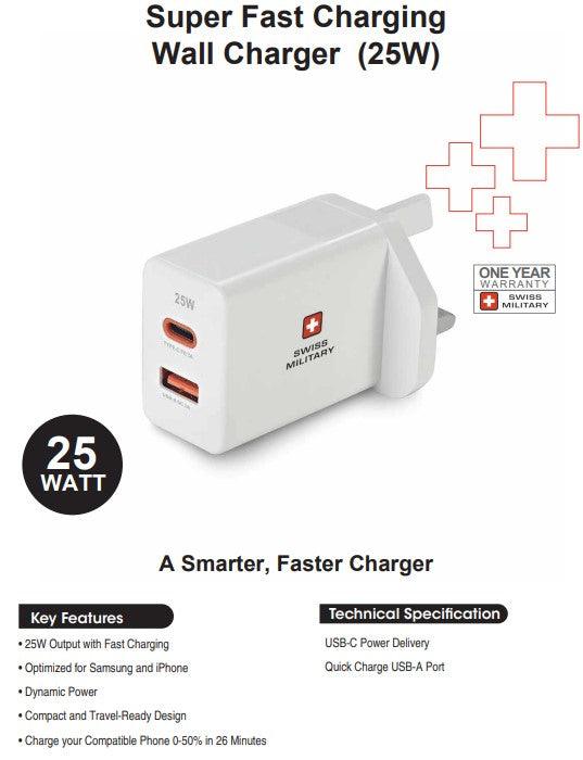 Swiss Military Super Fast Charging Wall Charger 25W Black - Future Store