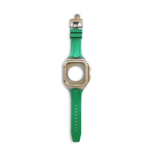 Apple watch Series 7/6 45/44 MM Luxury Silver Watch Case Green Strap - Future Store