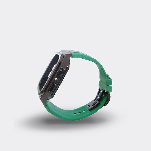 Apple watch Series 7/6 45/44 MM Luxury Black Watch Case Green Strap - Future Store